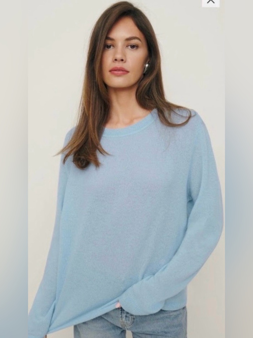 Reformation Cashmere Boyfriend Oversized Light Blue Sweater XS NEW